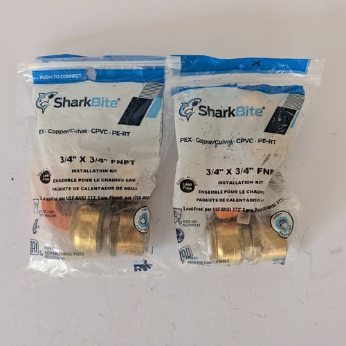 SharkBite 3/4" x 3/4" FNPT Installation Kit, 22441LFA, LOT OF 2