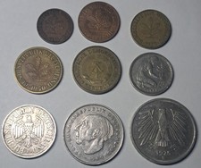 Germany 9 Coin Set 1 2 5 10 20 50 Pfennig 1 2 5 Deutsche Mark 1950 - 1975