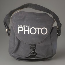 American Photo Black Canvas Camera Shoulder Bag for Camera, Padded, Compartments