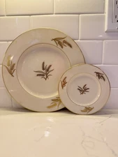 Lenox Harvest R-441 Wheat Gold Trim Dinner & Dessert Plate Set 16 Pcs, Excellent