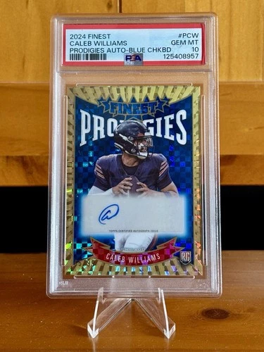 Caleb Williams 2024 Topps Finest Prodigies RC Auto Blue Checker /99 PSA 10