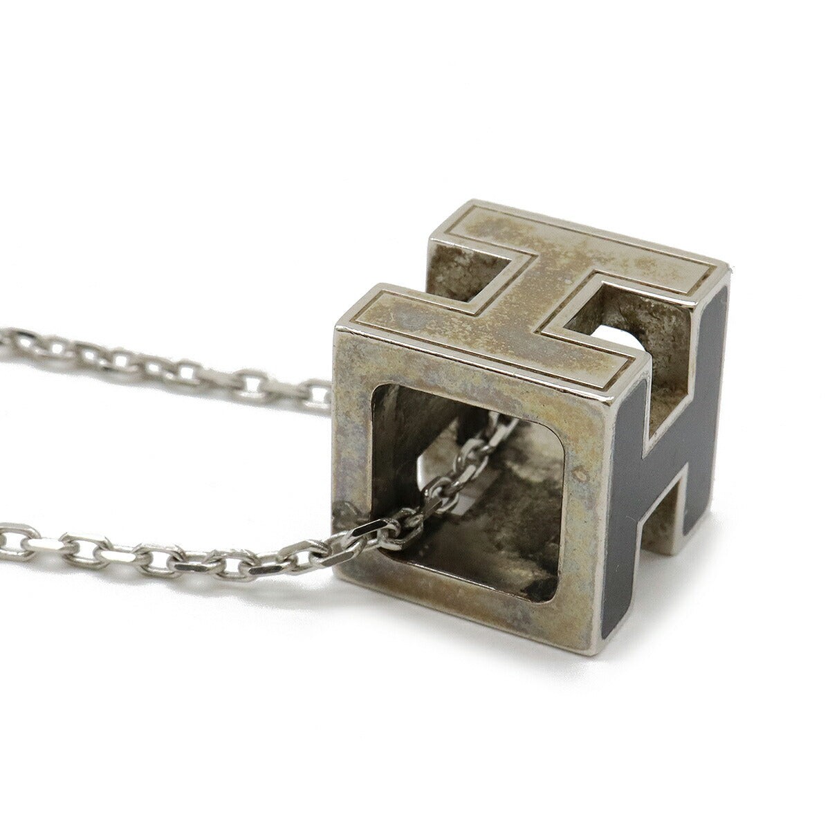 HERMES/エルメス Hロゴ 正方形 カバー c_006 エルメスシンボル Hロゴプレートペアネックレス 1+1=1 シルバー