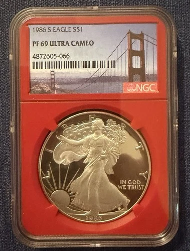 1986-S Proof American Silver Eagle — NGC PF 69 Ultra Cameo | FIRST YEAR of Issue