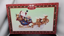 Holiday Santa Claus on Sleigh Reindeern Christmas Centerpiece