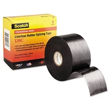 3M Electrical Scotch Linerless Splicing Tapes 130C, 30 ft x 2 in, Black