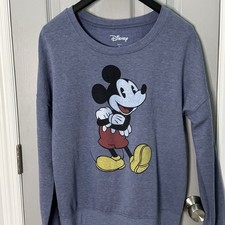 Disney Mickey Mouse Women  s Blue Lightweight Sweatshirt Size Large