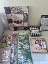 Large Lot Christmas Holiday Craft Items Paper Stamps Banner Cards More