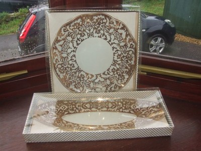 Zwei Vintage Chance Glasteller mit Golddekor
