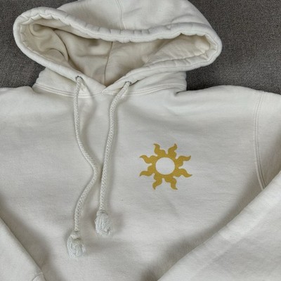 Wondery Womens Small Hoodie Sweatshirt Hooded The Sun Will Rise Again Off White