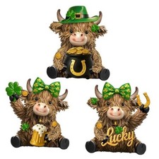 Pcs St. Patrick's Day Decor Highland Cow Resin Figurine 3 St. Patrick s Day