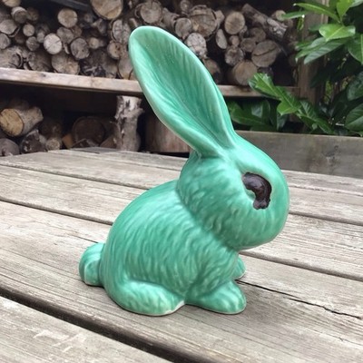 Vintage Original 1930s Sylvac Snub Nose Green Rabbit No 1065 6