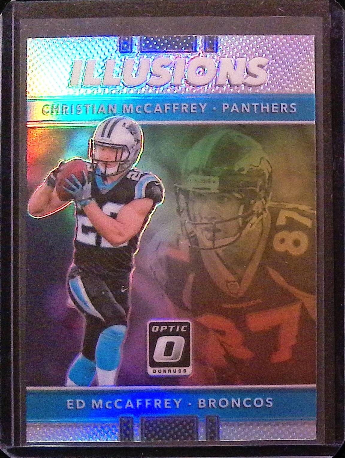 2017 Donruss Optic #18 Christian McCaffrey / Ed McCaffrey Illusions