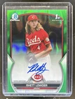 2023 Bowman Draft Rhett Lowder Chrome Auto Green Lava Refractor 1st #/99 Reds
