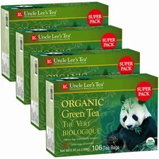 Uncle Lee's Organic Green Tea Bags 4-Pack, 106-Count Super Packs – Bright & R...