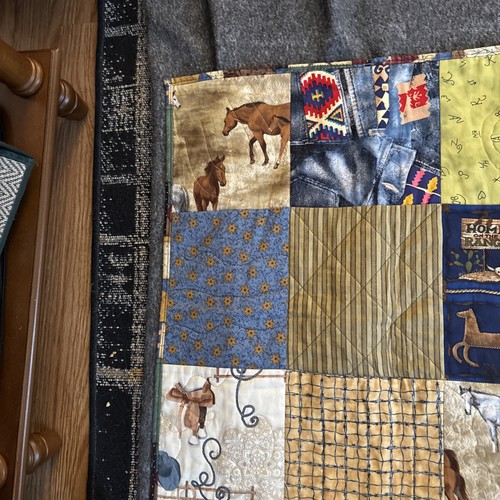 Horse Theme Handmade Patchwork Lap Quilt 43”x 49”. Sylvia Garofalo - Picture 8 of 9