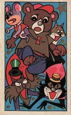 Cartoon Animals Bear Mouse Cat Rocket Missile Menko Card