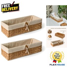 Versatile Woven Wicker Baskets for Eco-Friendly Bathroom Vanity Organizing Set