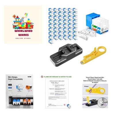 RJ45 Cat6 Jacks  Listed 50-Pack, UTP Ethernet Jacks with Punch Down Stand Too...
