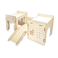 Cabaña de cama ventilada resistente grande al aire libre castillo escondite conejito de madera para