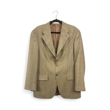 Chaps Ralph Lauren Men's 40R 40 Suit Blazer Lined Beige Brown Silk Wool