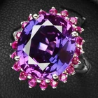 Entrancing Blue Purple Sapphire 8.95Ct 925 Sterling Silver Handmade Halo Rings