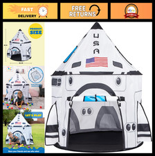 Rocket Ship Play Tent for Kids - Indoor/Outdoor Spaceship Playhouse, Easy Assemb