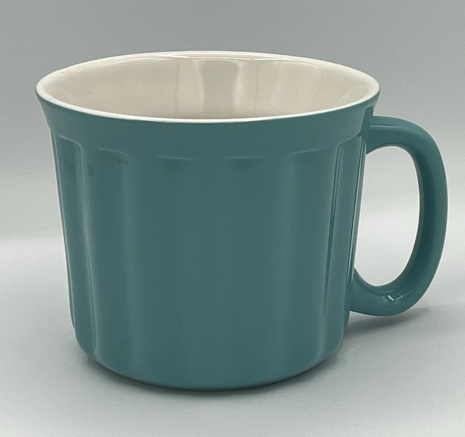 Farberware Baker’s Advantage verde azulado acanalado taza de cerámica 16 oz taza de café horno seguro Foto 2 de 4