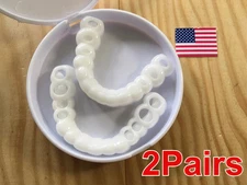 4PCS Snap On Upper and Bottom Set False Teeth Dental Veneers Denture Tooth Cover