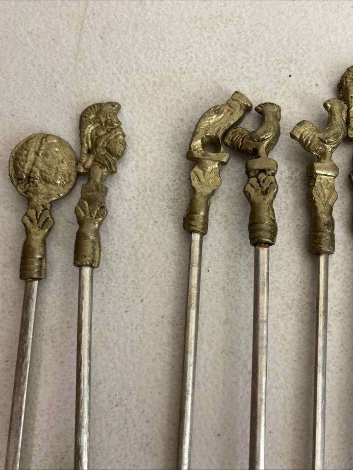 Set of 12 vintage Unique Brass & Stainless Steel Kebab Skewers 32cm Length - Image 3 of 4