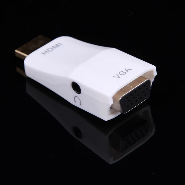 1080P HDMI Male to VGA Analog Female HDTV Video Audio Output Converter Adapter - Image 2 of 4