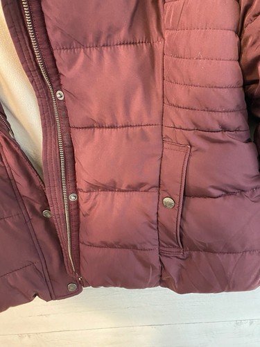 Woman’s Abercrombie & Fitch Fur Lined Winter Coat Women's Large Burgundy - Picture 6 of 11