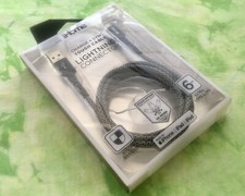    Xclnt iHome 6 ft Braided Lightning tough cable Apple Mfi certified BlkGray