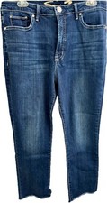 SEVEN7 Jeans High-Rise Denim Jeans Straight Leg Stretch Hayden Raw Hem Size 10 