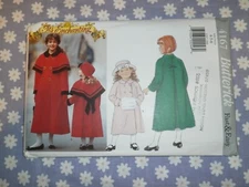 BUTTERICK 4167 GIRLS COAT CAPELET MUFF & HAT PATTERN UNCUT-SIZES-4-5-6