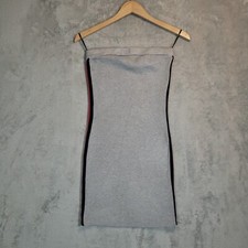 Forever 21 Mini Dress Juniors Small Strapless Gray Sporty Red/Navy Stripe Knit