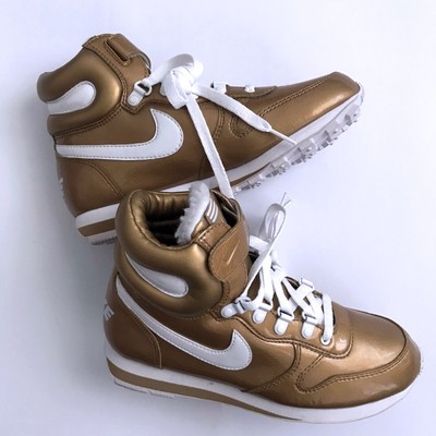 gold and white high tops