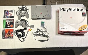 Sony PlayStation 1 Console & Game (3) Bundle Cleaned Tested & Working  In Box