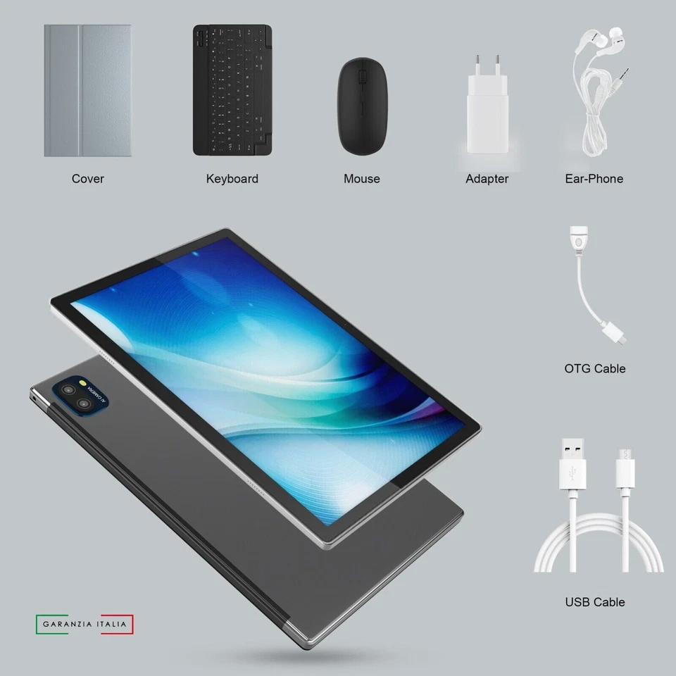 Tablet 10 pollici Android 14 32GB/128GB, Wifi Tastiera e Mouse Inclusi - Image 2 of 4