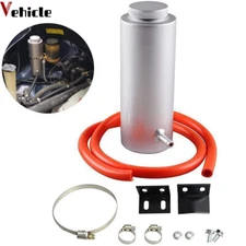 Universal Radiator Coolant Catch Tank Overflow Reservoir Silver Aluminum Silver