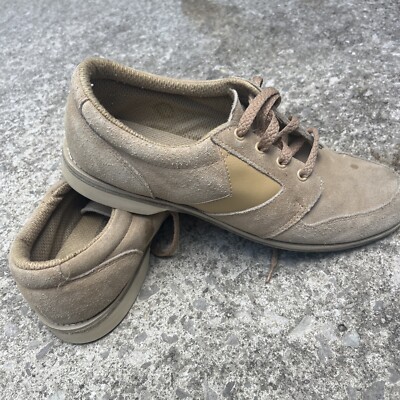 Vintage Endicott Johnson Bowling Shoes Size 9.5 Beige Sliders Suede Lace-up