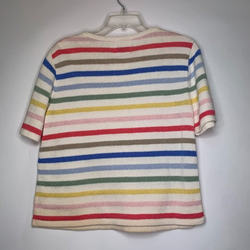 For Her Van Heusen Womens Short Sleeve Multicolor Striped Size Medium USA MADE - Picture 2 of 4