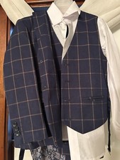 George Boys 4 Piece Suit Pants, Vest, Dress Shirt, Tie Set Size 7 Long Sleeve