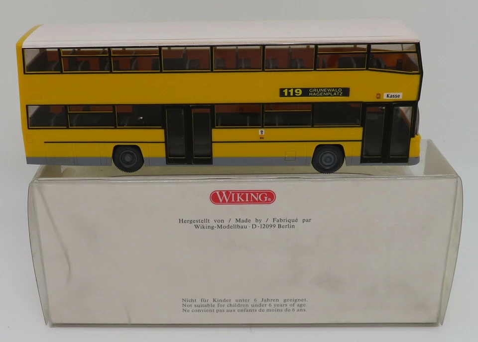 WIKING HO 1/87 MAN D89 BERLINER DOPPELDECK BUS 119 GRUNEVALD MAGENPLATZ #7310433 - Photo 3/4