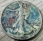 1941 D WALKING LIBERTY SILVER HALF DOLLAR TONED 90% SILVER US COIN