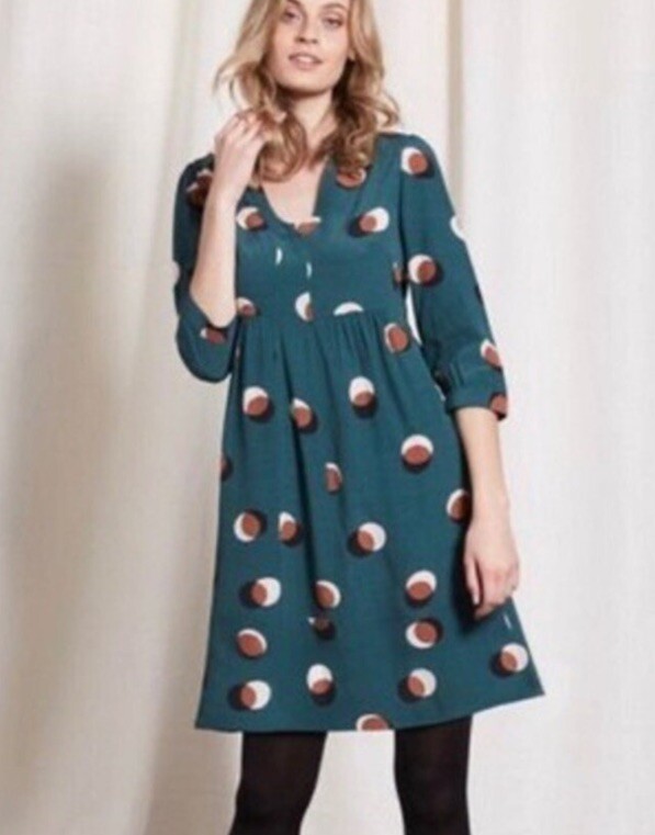 Boden Eclipse Mollie Polka Dot Abstract Forest Green Tunic Dress Size 10R |  eBay