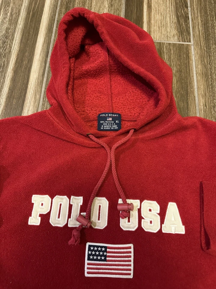 Sudadera con capucha polar vintage años 90 Polo Sport POLO EE. UU. Foto 3 de 4