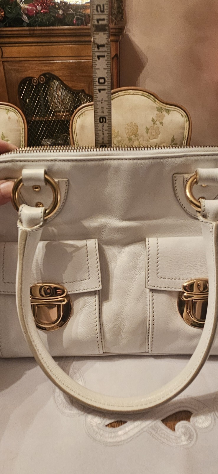 Marc Jacobs Double Sided Double Handled White Lea… - image 11