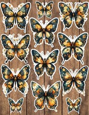 Vintage Style Butterfly Die Cut Stickers Set Scrapbooking Laptop Waterbottle