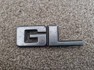 VINTAGE FORD GL LOGO EMBLEM MOTORHAUBE KOFFERRAUM CHROM SCHRIFT AUTO ABZEICHEN