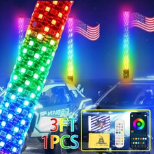 3FT Thick LED Whip Spiral Chasing RGB Colors Fat Whip Light For Kawasaki UTV ATV